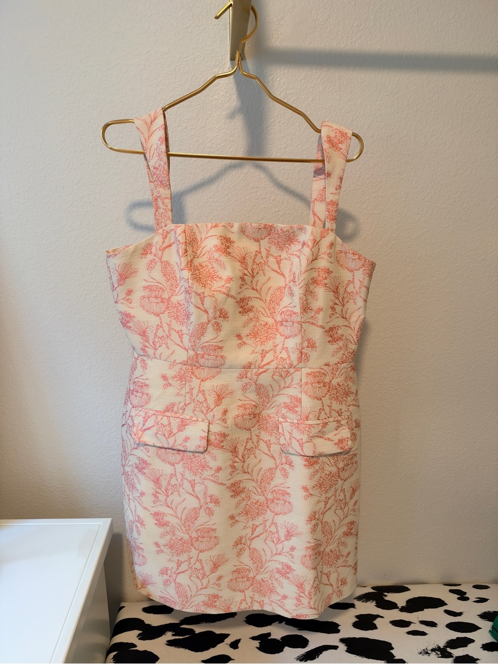 Commense Cream Mini Dress with Pink Floral Print